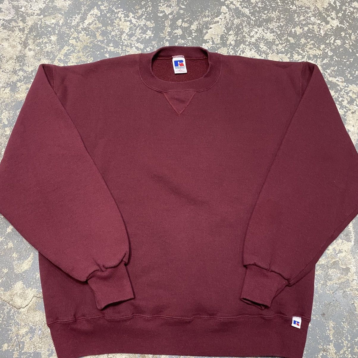 Russell Athletic × Vintage Vintage Russell Athletic Maroon Blank Boxy Crewneck Hoodie Size US L / EU 52-54 / 3 - 9 Thumbnail