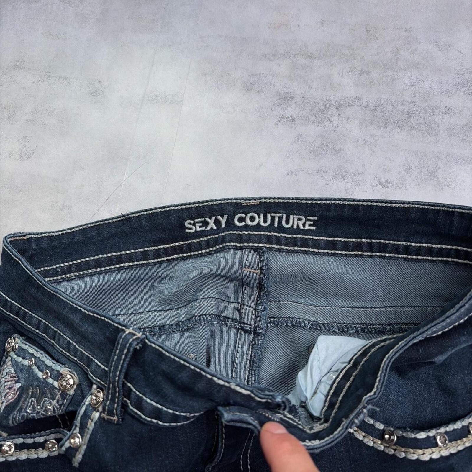 Other Y2K Blue Sexy Couture Grunge Gothic Bootcut Denim Jeans Size 31" - 5 Thumbnail
