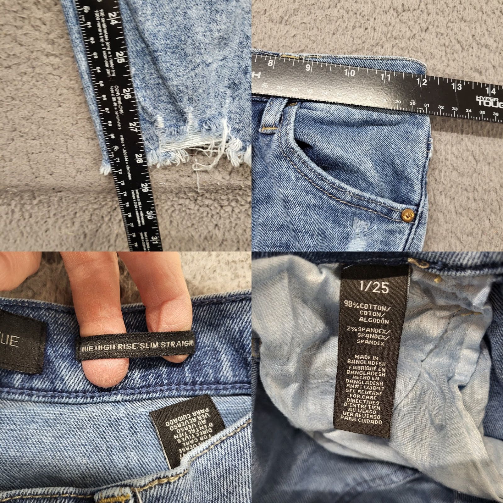 Vintage KENDALL + KYLIE Jeans The Icon High Rise Straight Distressed 1/25 Women's Denim Blue Distressed Jeans Hosiery? Size 42" / US 20 - 9 Thumbnail