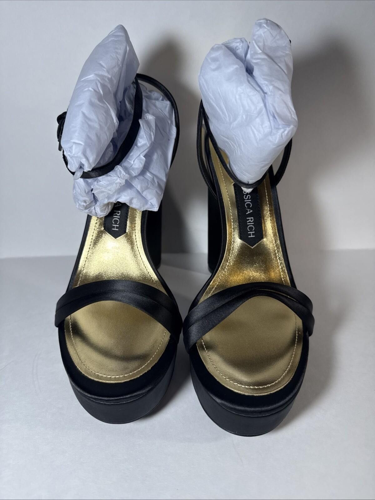 Other Jessica Rich Black Clear Heel Satin Strap Platform Sandal Size US 9.5 / IT 39.5 - 7 Thumbnail