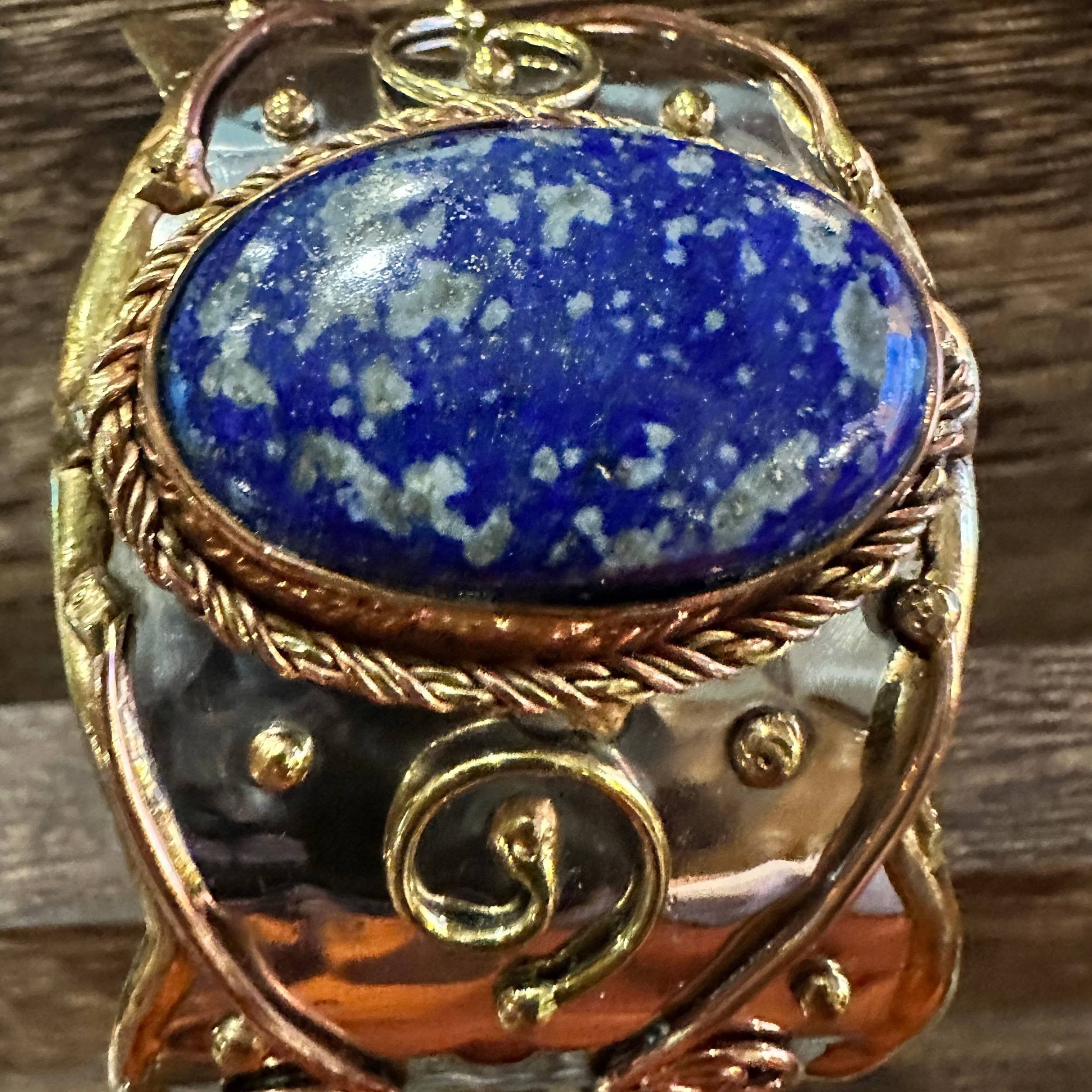 Other Artisan 2-Inch Wide Lapis Lazuli Cuff Bracelet, Adjustable M Size ONE SIZE - 6 Thumbnail