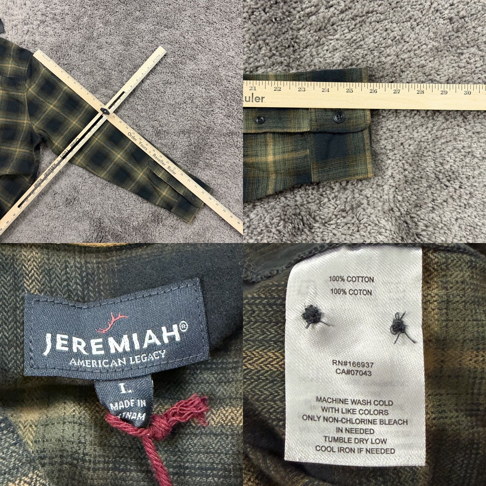 Vintage Jeremiah Shirt Mens Large L Green Plaid Flannel Long Sleeve Button-Up Pockets Outdoor Casual Workwear Size US L / EU 52-54 / 3 - 8 Thumbnail
