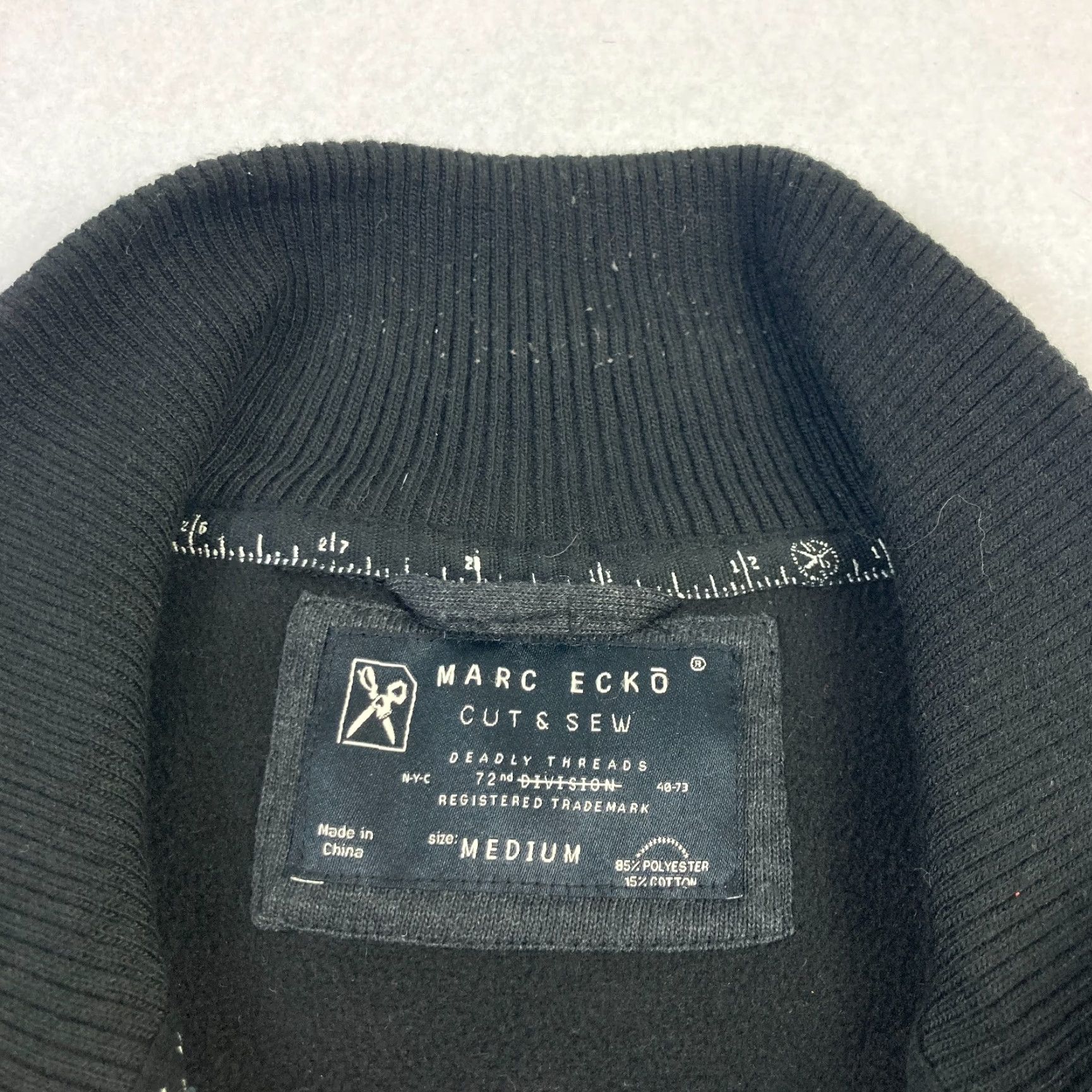 Marcs Marc Ecko Jacket Mens Medium Black Full Zip Knit Bomber Zip Pocket Regular Fit Size US M / EU 48-50 / 2 - 5 Thumbnail