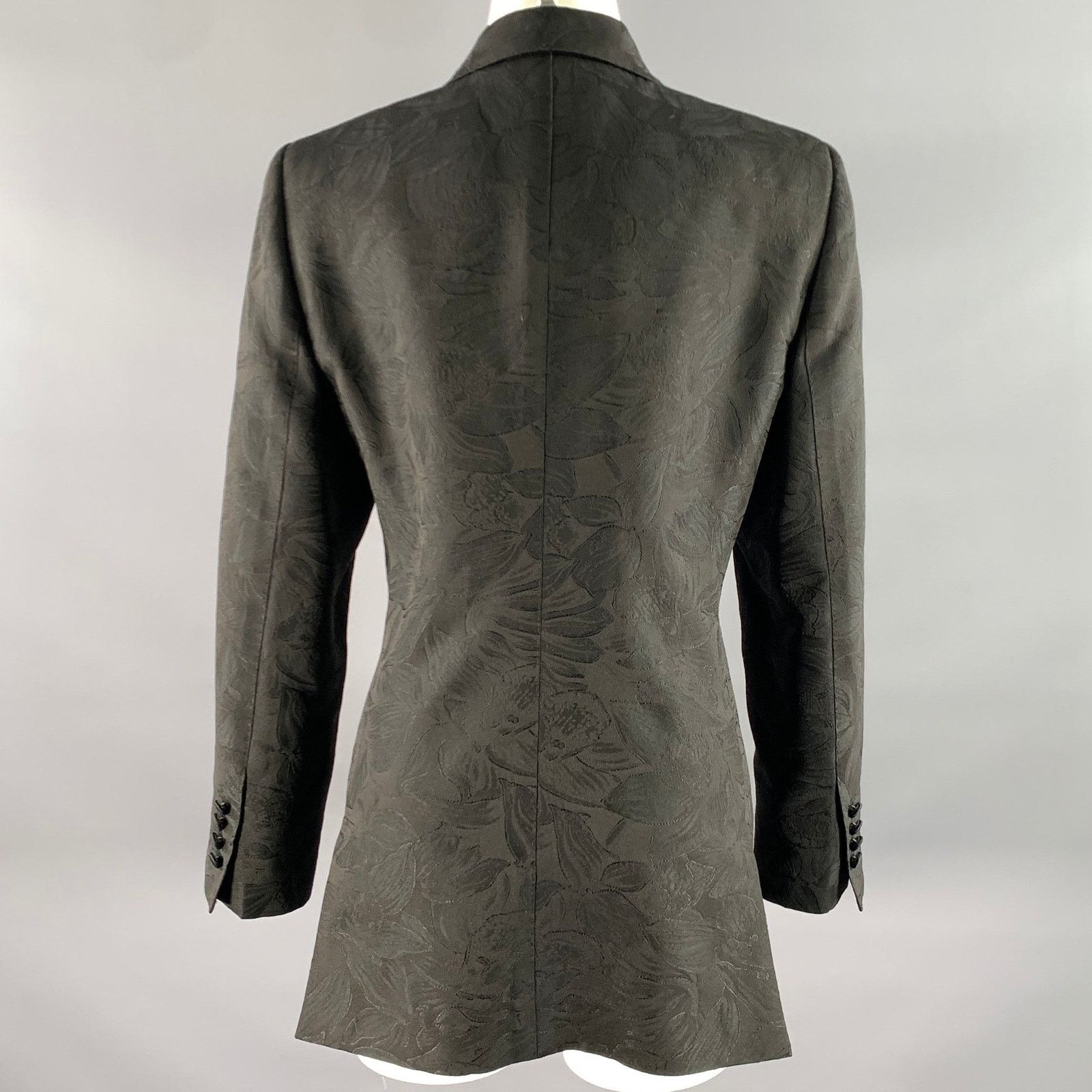 Dolce & Gabbana DOLCE & GABBANA Size 12 Black Floral Jaquard Blazer Size XL / US 12-14 / IT 48-50 - 4 Thumbnail