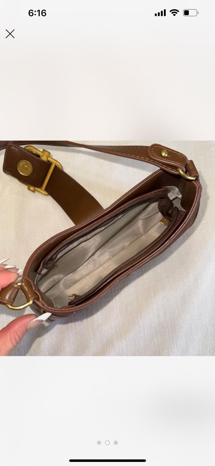Other Brown leather shoulder bag with gold buckle #leatherbag Size ONE SIZE - 2 Thumbnail