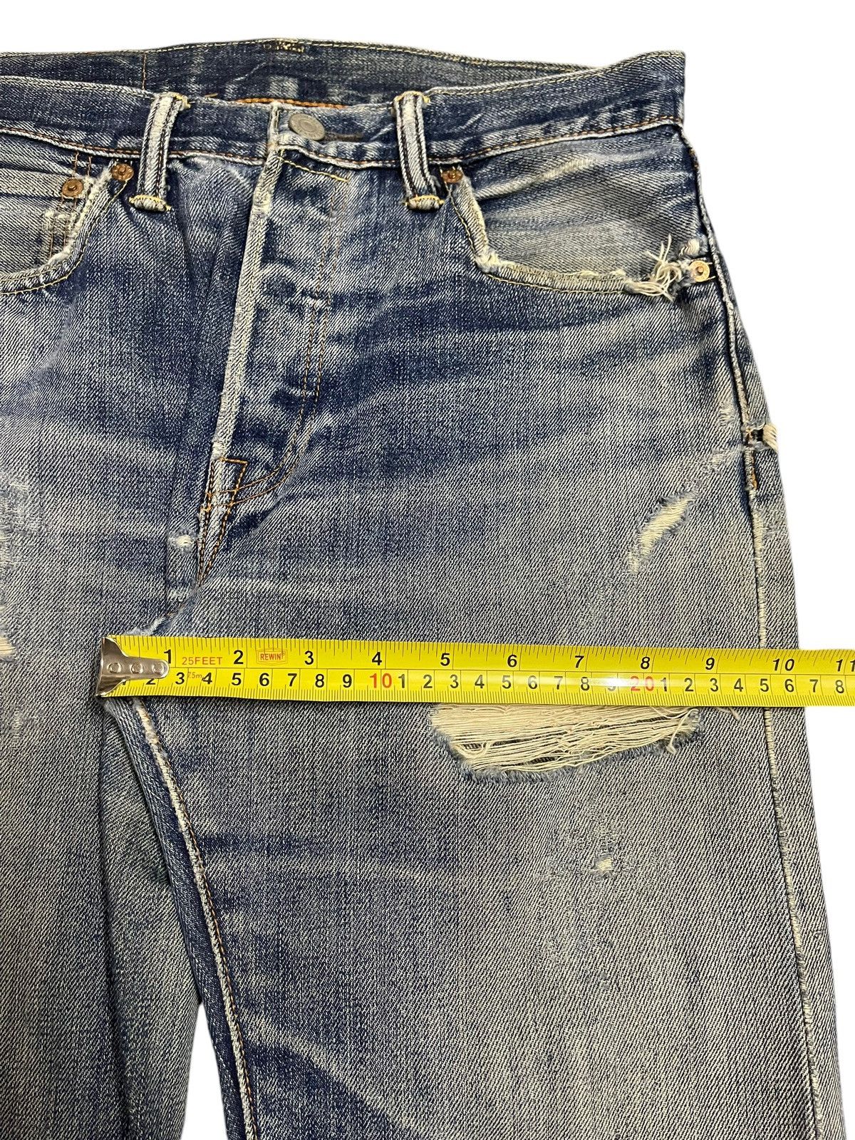Levi's Levis 501 Blue Faded Wash Distressed Style Jeans Size US 29 - 14 Thumbnail