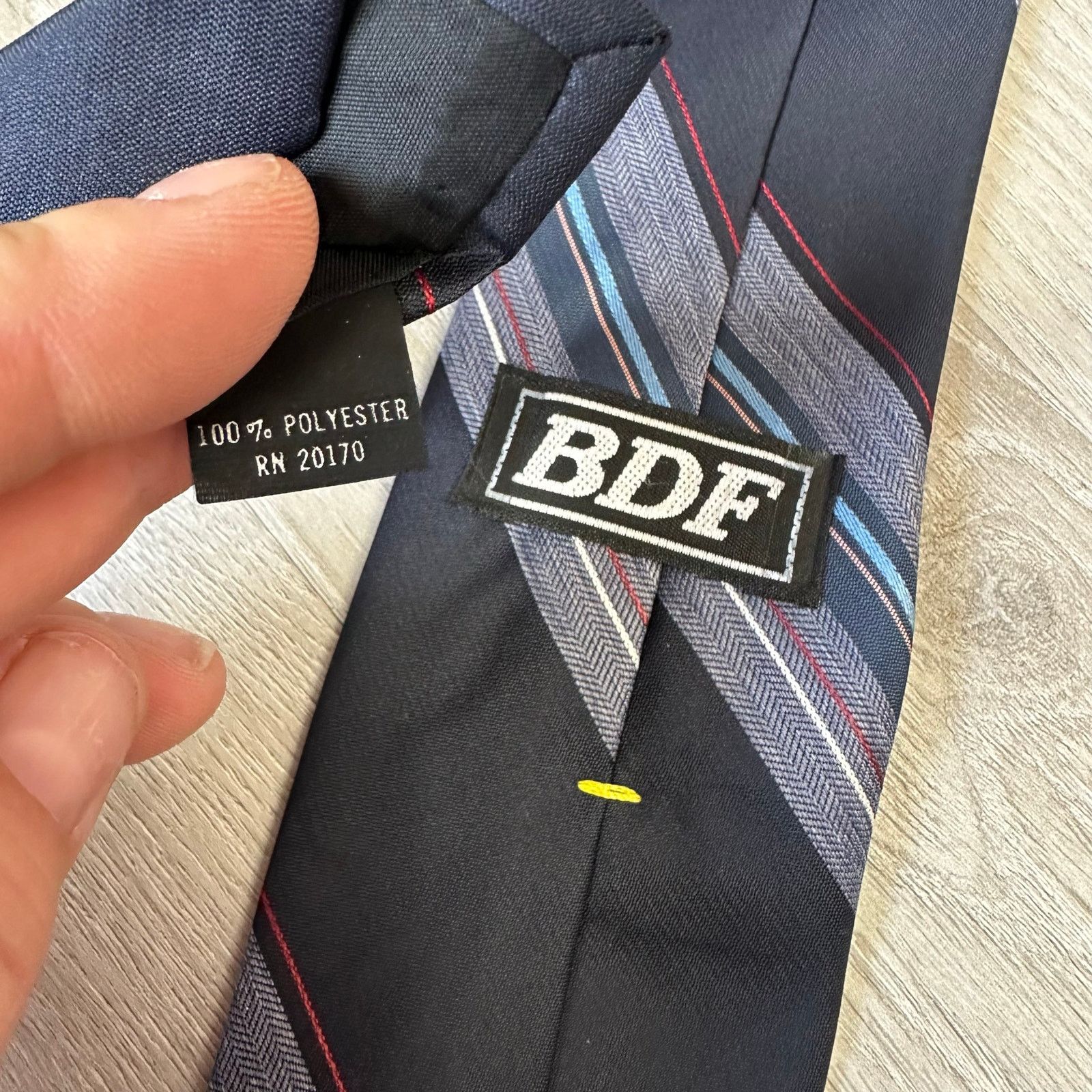 Other Vintage BDF Navy Blue Red Diagonal Stripe Tie Size ONE SIZE - 6 Thumbnail