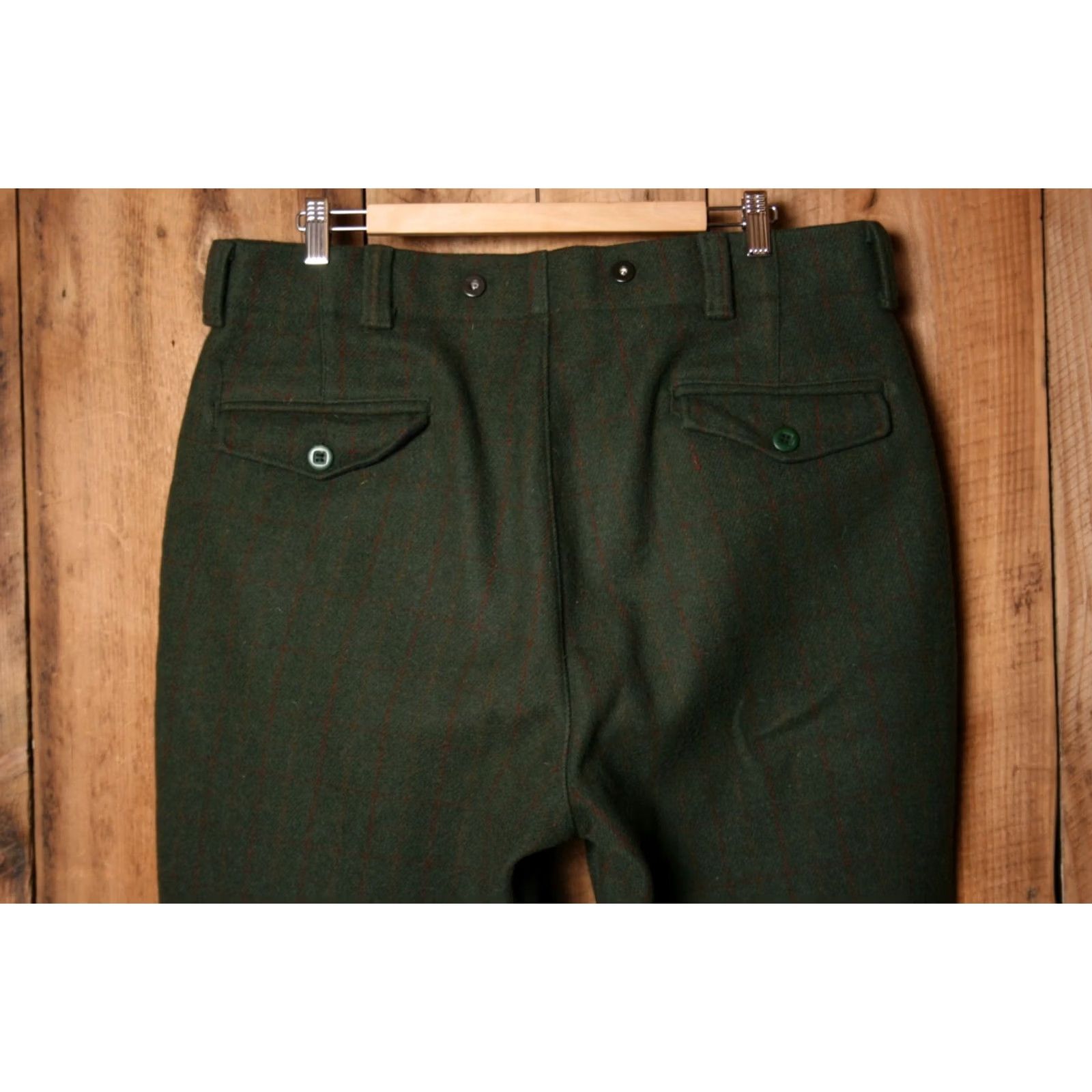 Vintage Woolrich Pants Wool 1929 Green Windowpane Plaid Wool Blend Sz. 36 Inseam 35" Raw Hem Men Boots? Size US 36 / EU 52 - 4 Thumbnail