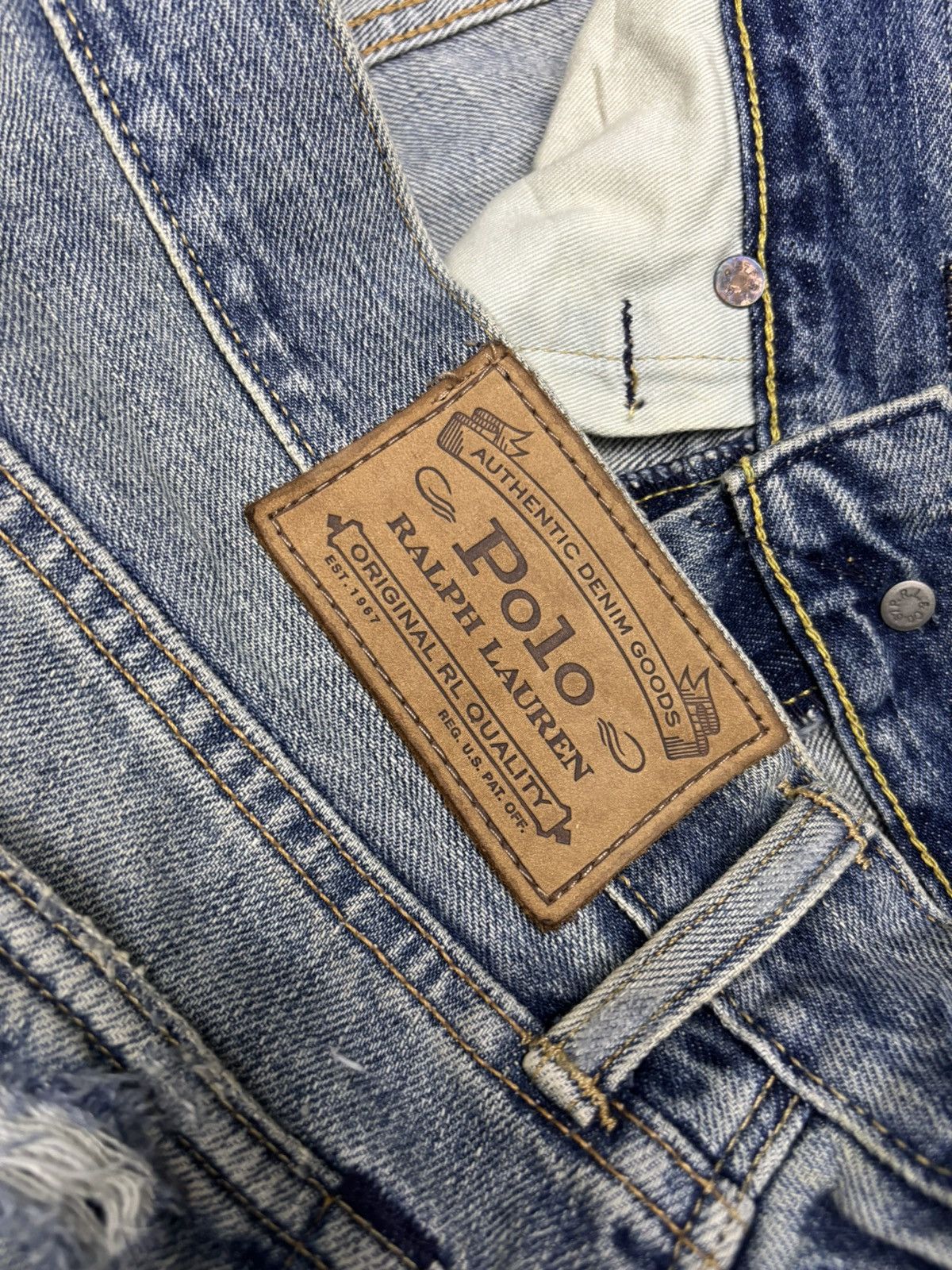 Kapital 🔥POLO RALPH LAUREN BORO MUD WASH DISTRESSED DENIM JEANS Size US 34 / EU 50 - 12 Thumbnail