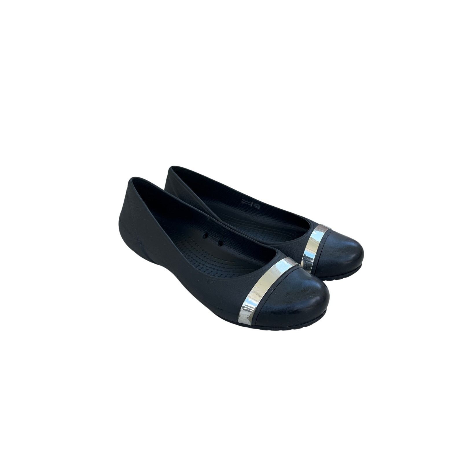 Crocs Crocs Cap Toe Mirror Ballet Flats Rubber Size 8 Black Silver Size US 8 / IT 38 - 2 Thumbnail