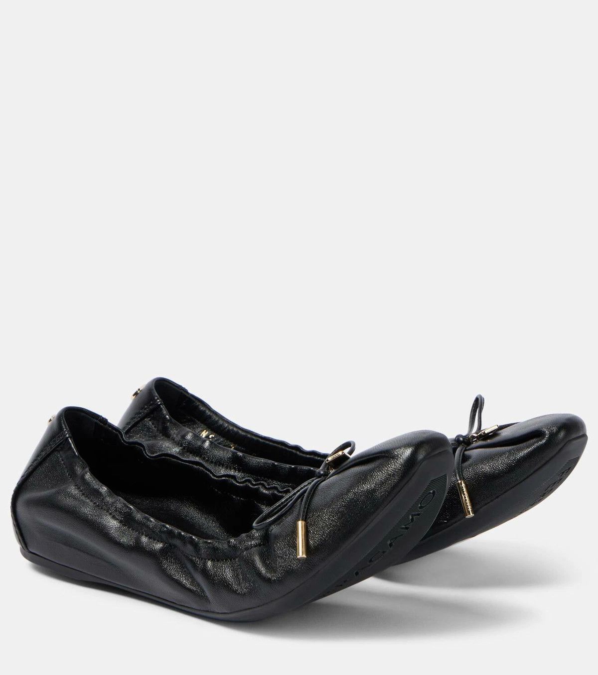 Salvatore Ferragamo o1s1rm0526 Joelle Leather Ballet Flats in Black Size US 6 / IT 36 - 2 Thumbnail