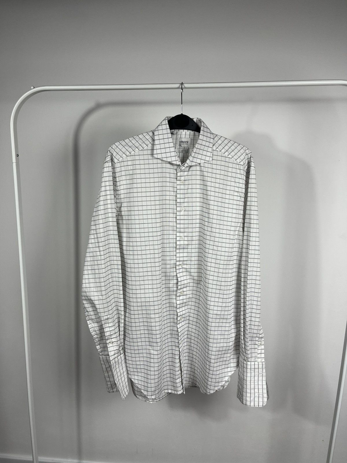 Armani Collezioni Luxury Shirt 39/15.5 Grid Check Cotton