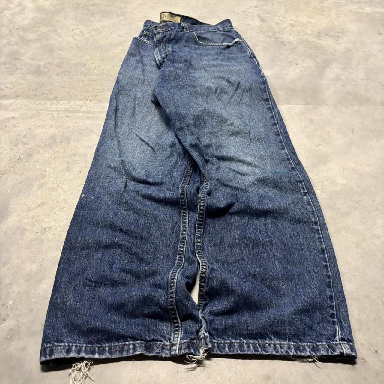 Japanese Brand × Vintage Vintage Y2K Baggy Dark Wash Loose Skater Style Denim Jeans! Size US 33 - 3 Thumbnail