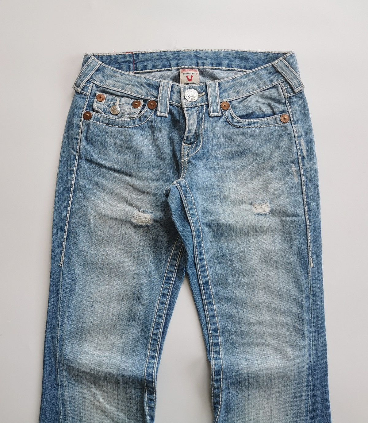 True Religion True Religion Bootcut Joey Big T Distressed Jeans Size 27" / US 4 / IT 40 - 2 Thumbnail