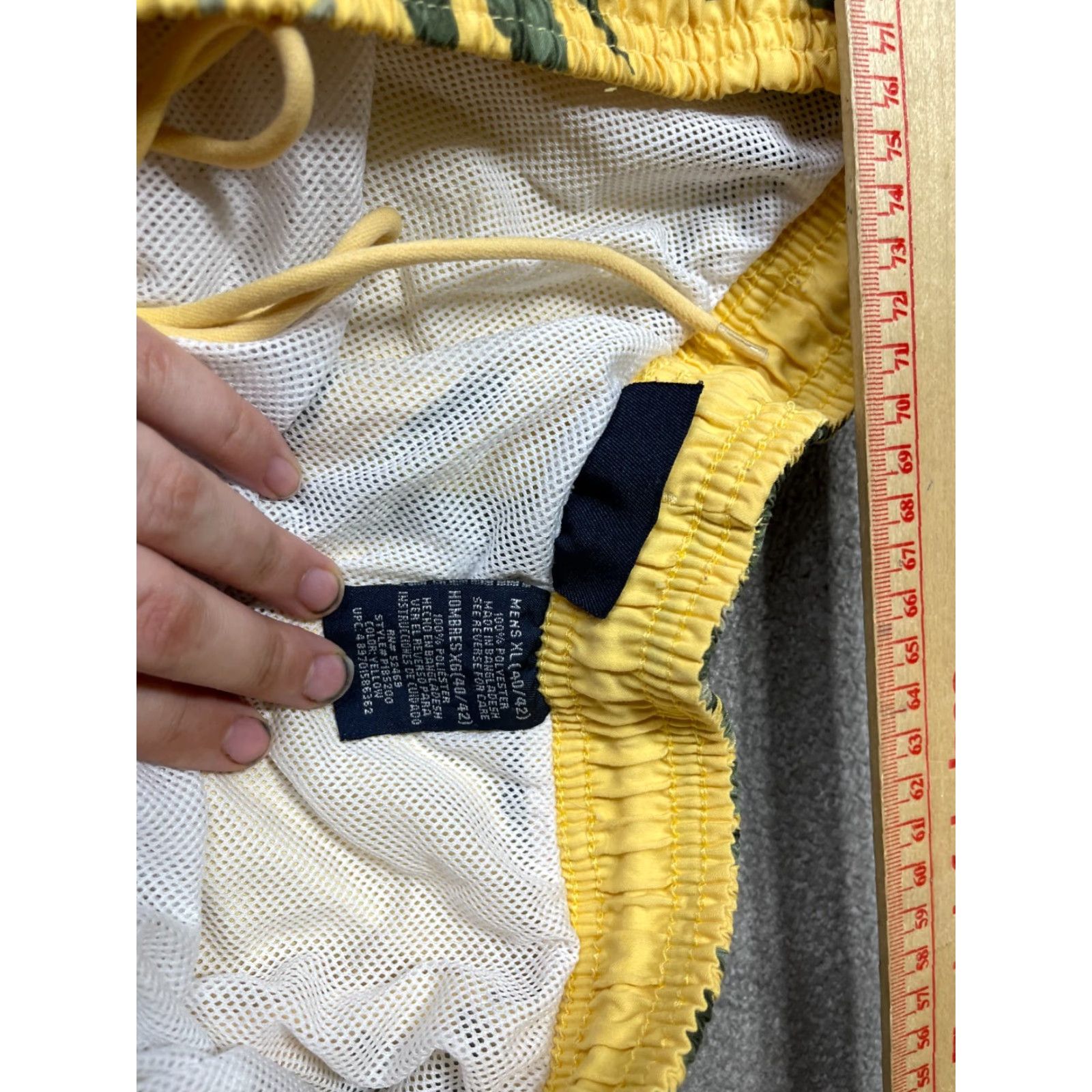 Vintage Puritain Swim Trunks Board Shorts Mens XL 40/42 Yellow Tropical Leaf Pattern Size US 36 / EU 52 - 4 Thumbnail