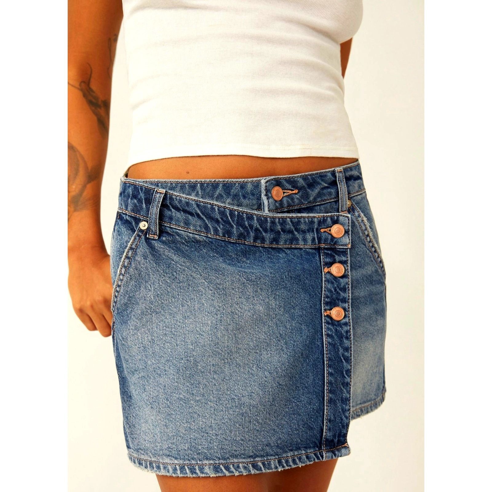 Free People Free People We The Free Wynne Denim Skirt Cornflower size 29 Size 29" - 8 Thumbnail