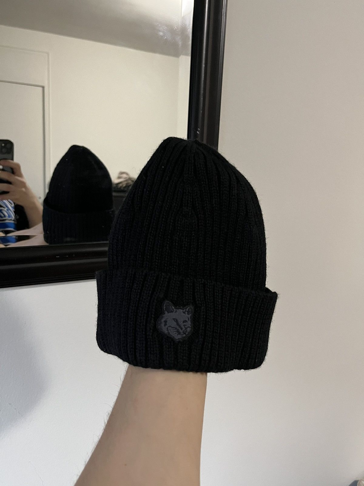 Maison Kitsune Maison Kitsune Fox Head Patch Ribbed Beanie wool Size ONE SIZE - 1 Thumbnail