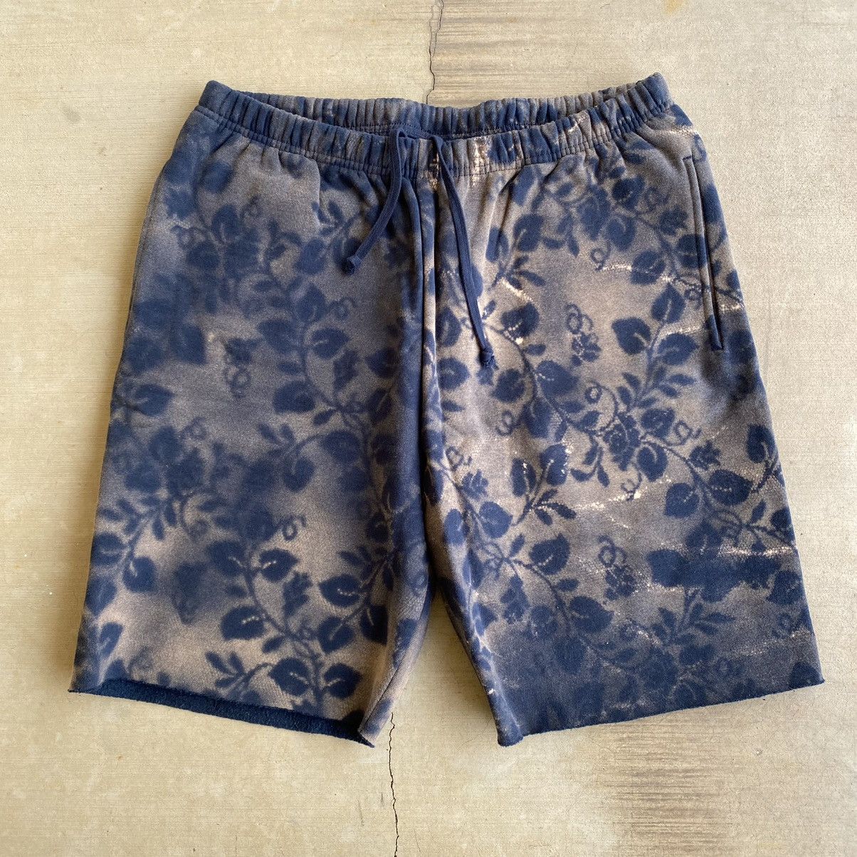 image of Supreme Bleached Lace Sweatshorts Navy Blue 2017, Men's (Size 34)