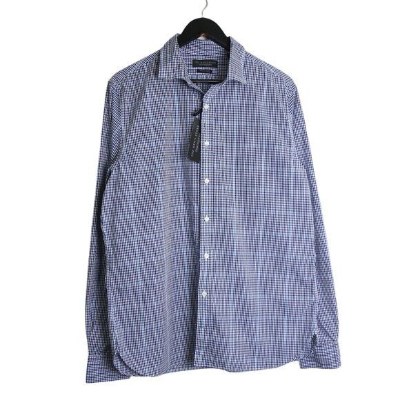 Bloomingdale's The Men's Bloomingdale's Gingham Button Down Stretch Fabroc Size US L / EU 52-54 / 3 - 1 Thumbnail