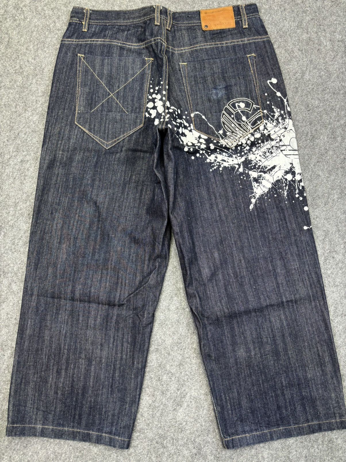 Pelle Pelle 💥Super BAGGY💥pellepelle Marc Buchanan Paint Spash Denim F876 Size US 36 / EU 52 - 17 Thumbnail