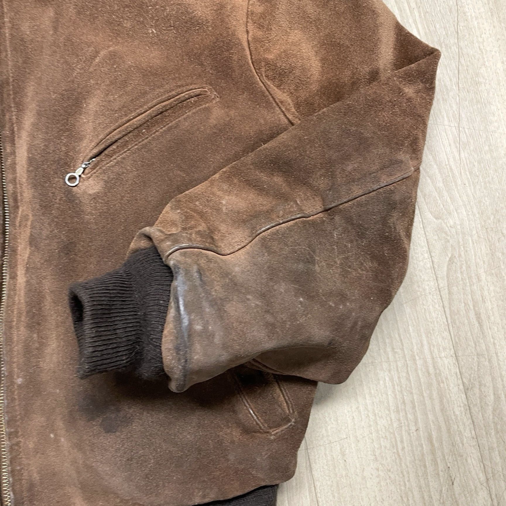 Schott VINTAGE SCHOTT Bomber Leather Jacket Mens L Brown Suede Leather Jacket Vintage 80s 70s Cossack Zip Pockets Size US L / EU 52-54 / 3 - 3 Thumbnail
