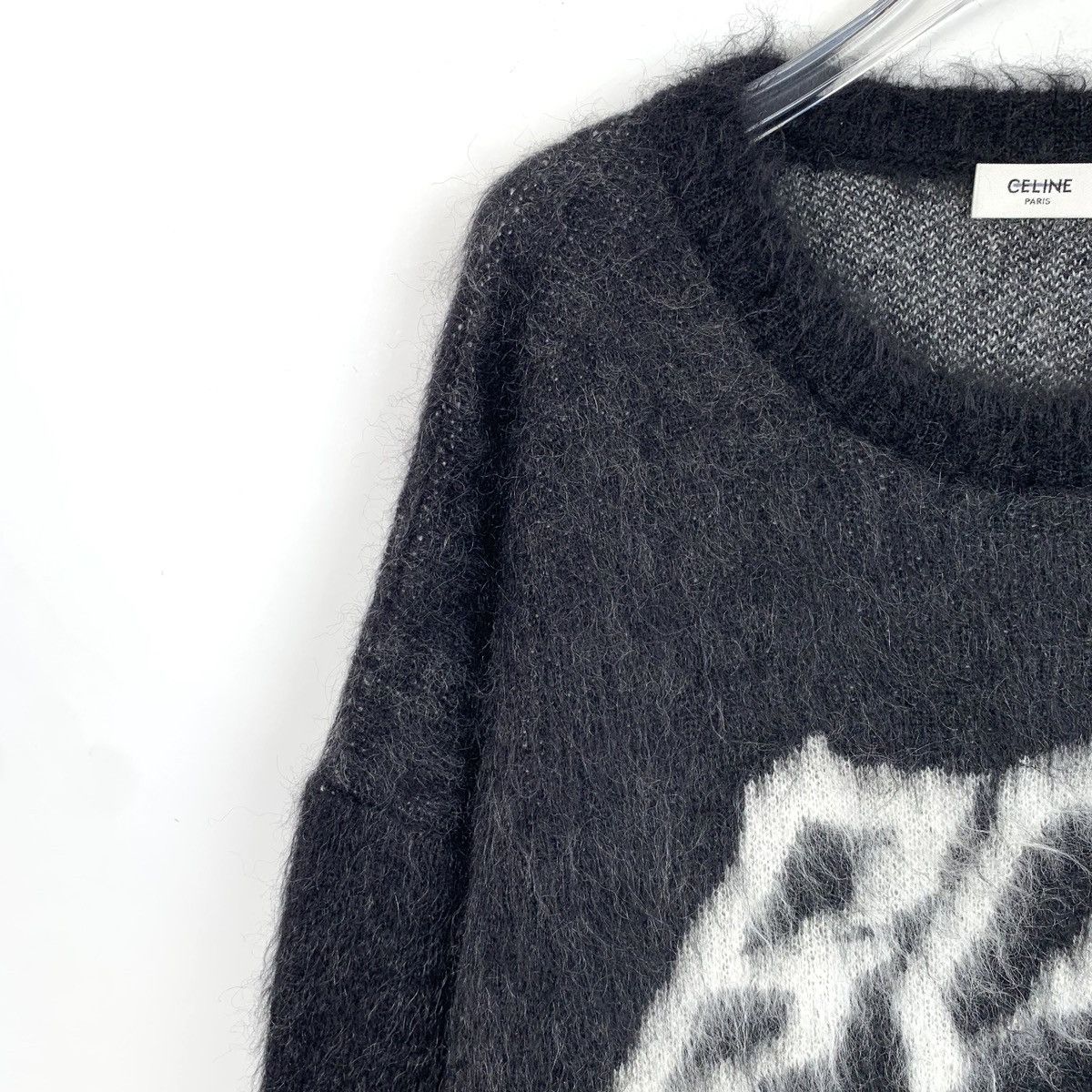 Celine Celine Black Letter Printed Mohair Long Sleeve Sweater K26WX Size US S / EU 44-46 / 1 - 3 Thumbnail