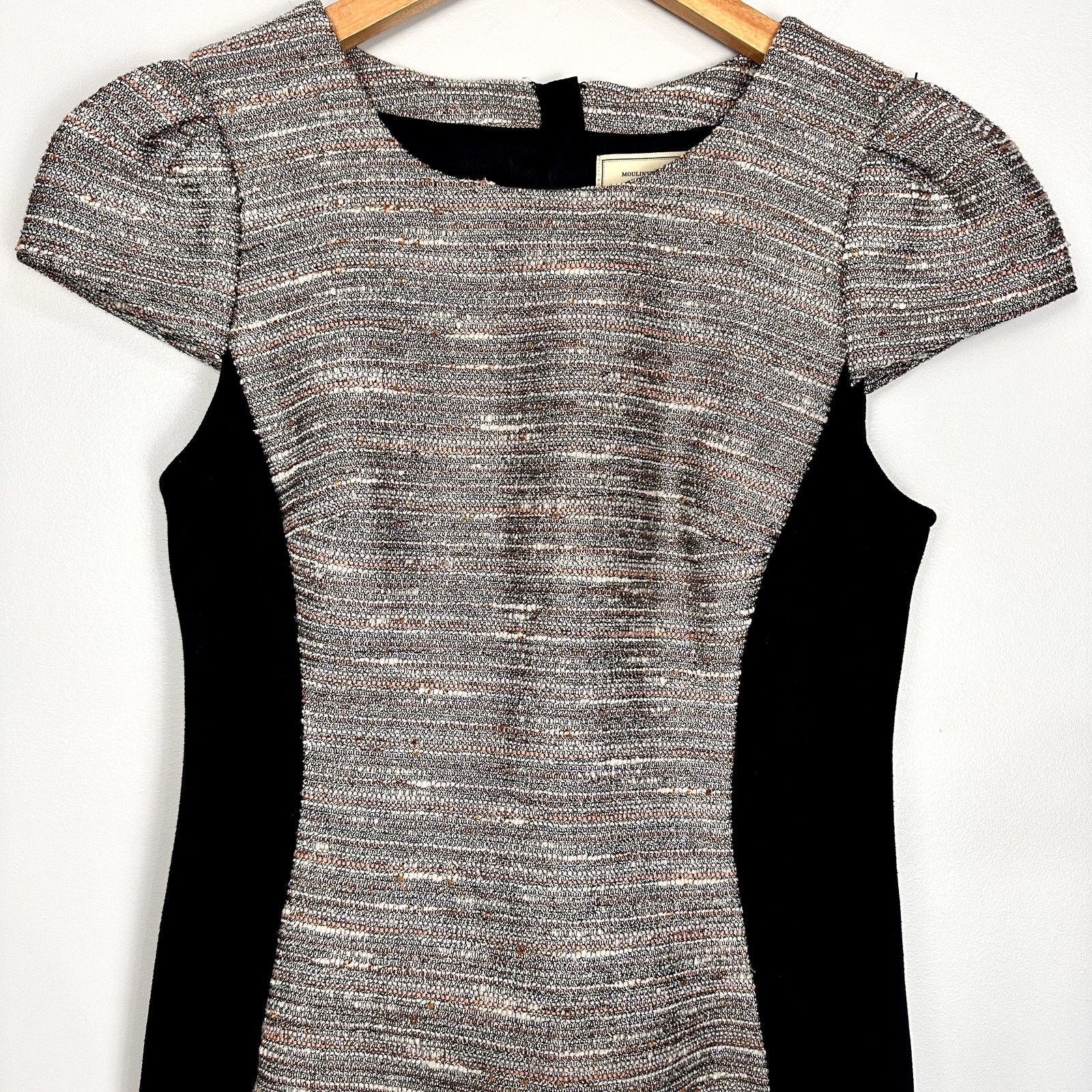 Anthropologie Moulinette Soeurs Grisaille Metallic Tweed Sheath Dress 4 Size S / US 4 / IT 40 - 4 Thumbnail
