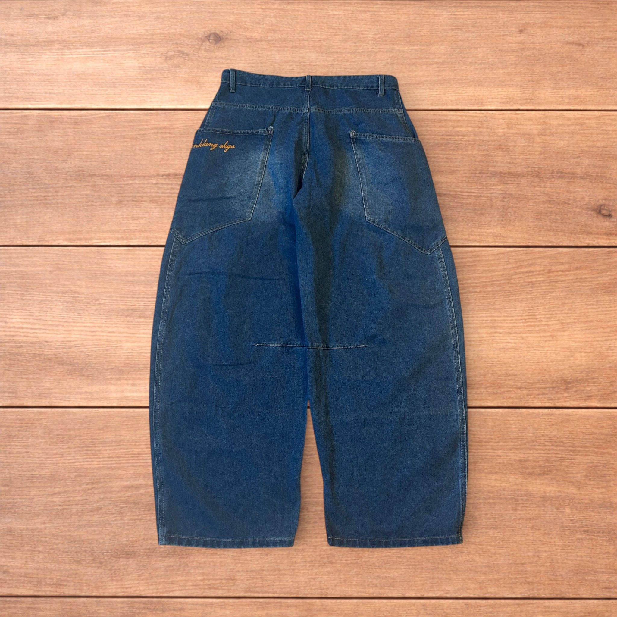 Japanese Brand Vintage style baggy wide leg skater fit jeans in mid blue. Size US 34 / EU 50 - 1 Thumbnail