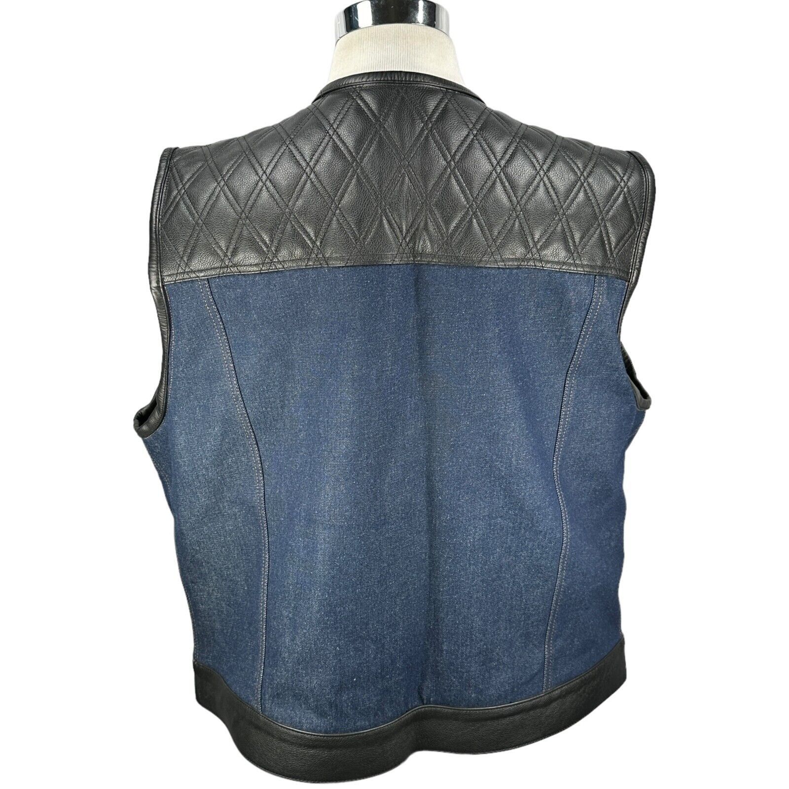 The Unbranded Brand Espinoza's In Stock 501 Vest Men's 3X Biker Blue Black New Size US XXL / EU 58 / 5 - 4 Thumbnail