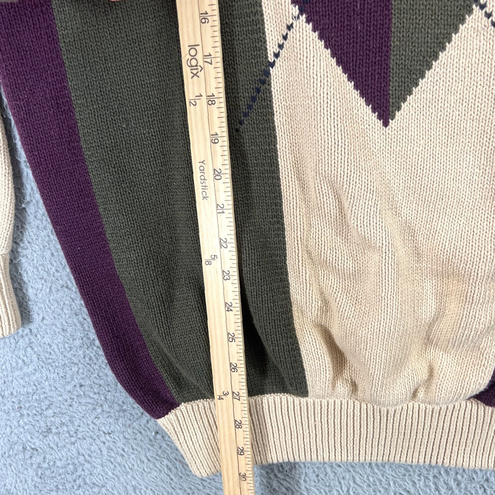 Vintage VINTAGE Woods & Gray Mens Sweater Argyle 90s Knitted Pullover Crew Neck XLT Blue 100% Cotton Size US XL / EU 56 / 4 - 6 Thumbnail