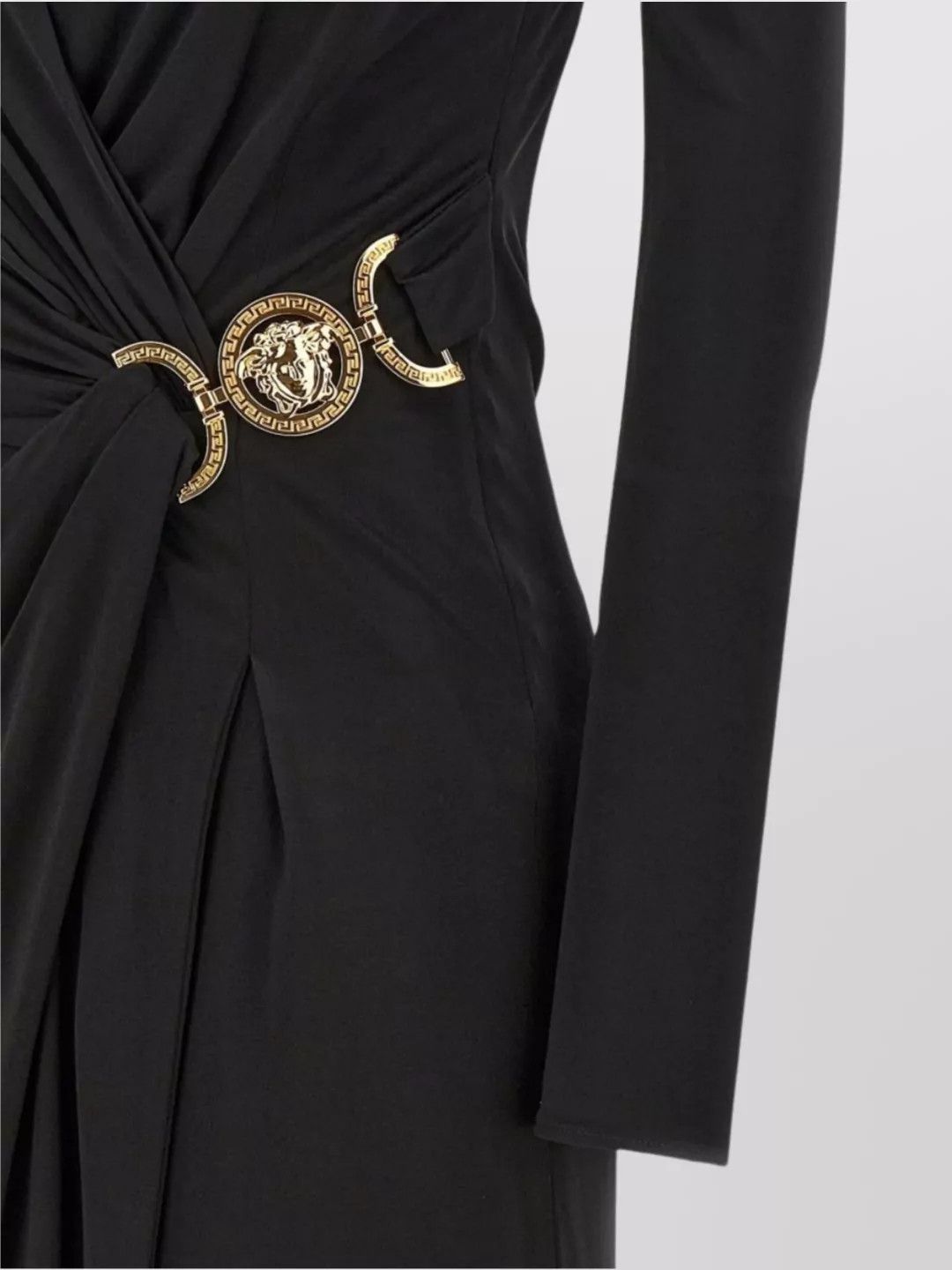 Versace o1s22i1n1024 Draped Jersey Dress in Black Size M / US 6-8 / IT 42-44 - 3 Thumbnail
