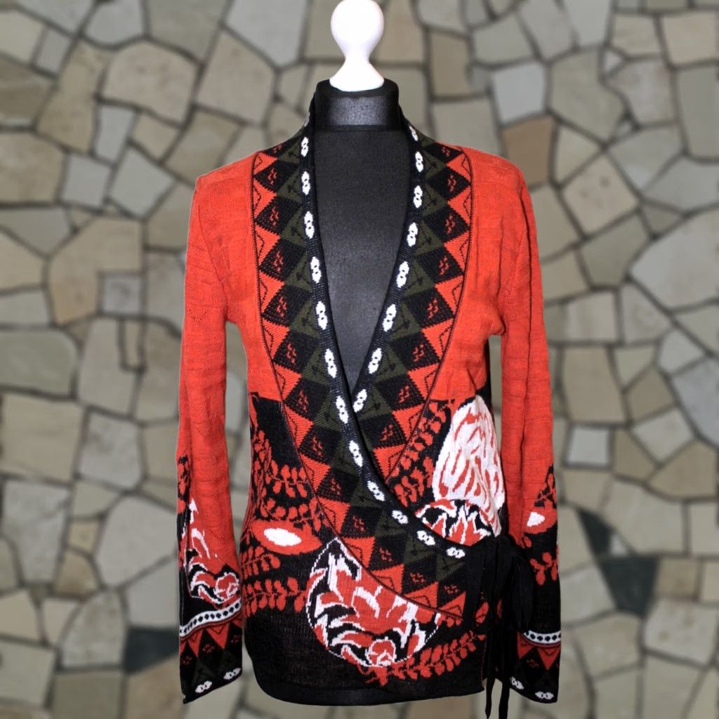 Desigual Desigual Cardigan Jumper Womens V-Neck Multicoloured Size L - Calabaza 38J2L05 Size L / US 10 / IT 46 - 1 Thumbnail