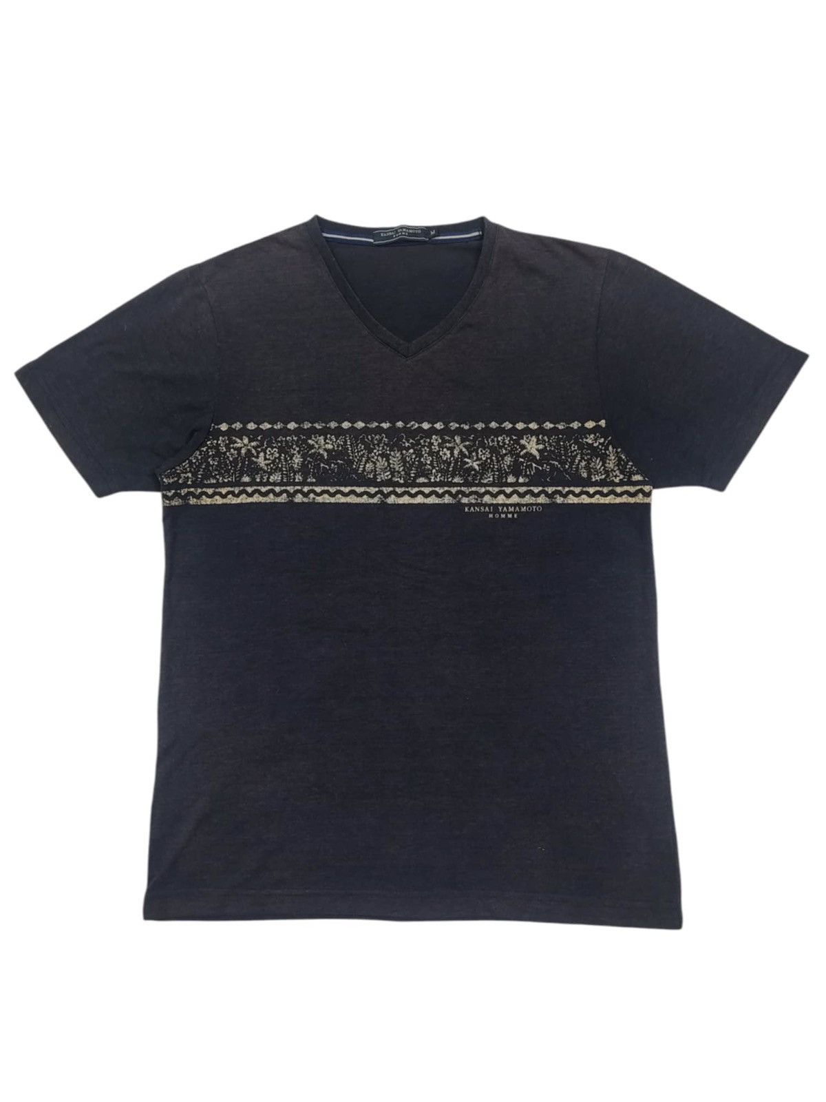 Japanese Brand Y2k Sun Faded Kansai Yamamoto Home V Neck T-Shirt Size US M / EU 48-50 / 2 - 1 Thumbnail