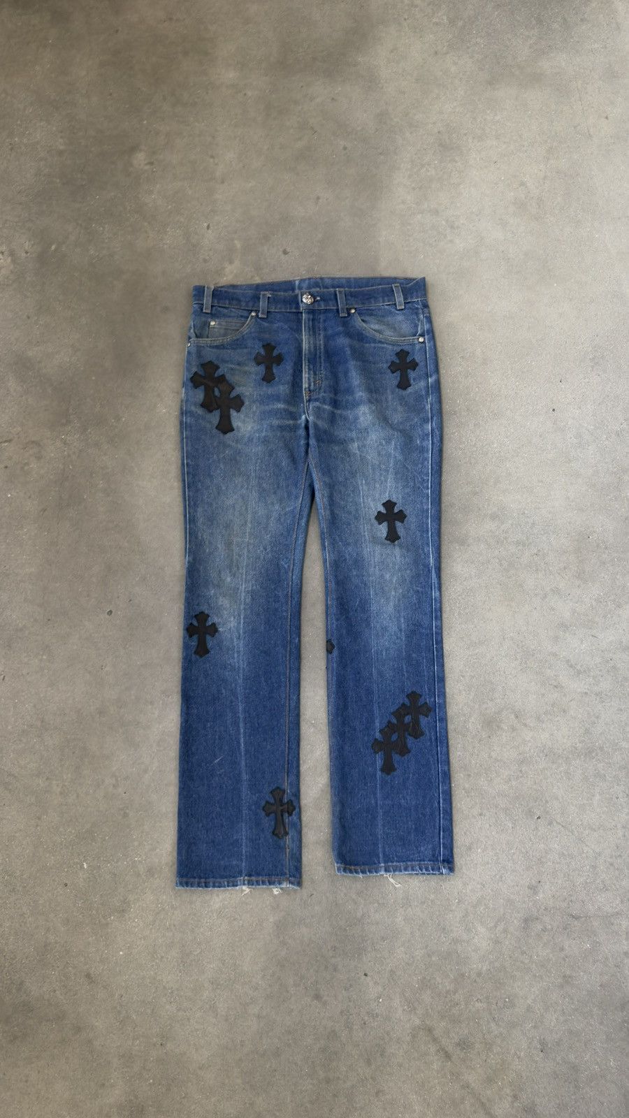Chrome Hearts SUPER RARE! Chrome Hearts Levi's 517 Black Cross Patch Jeans Size US 33 - 15 Thumbnail