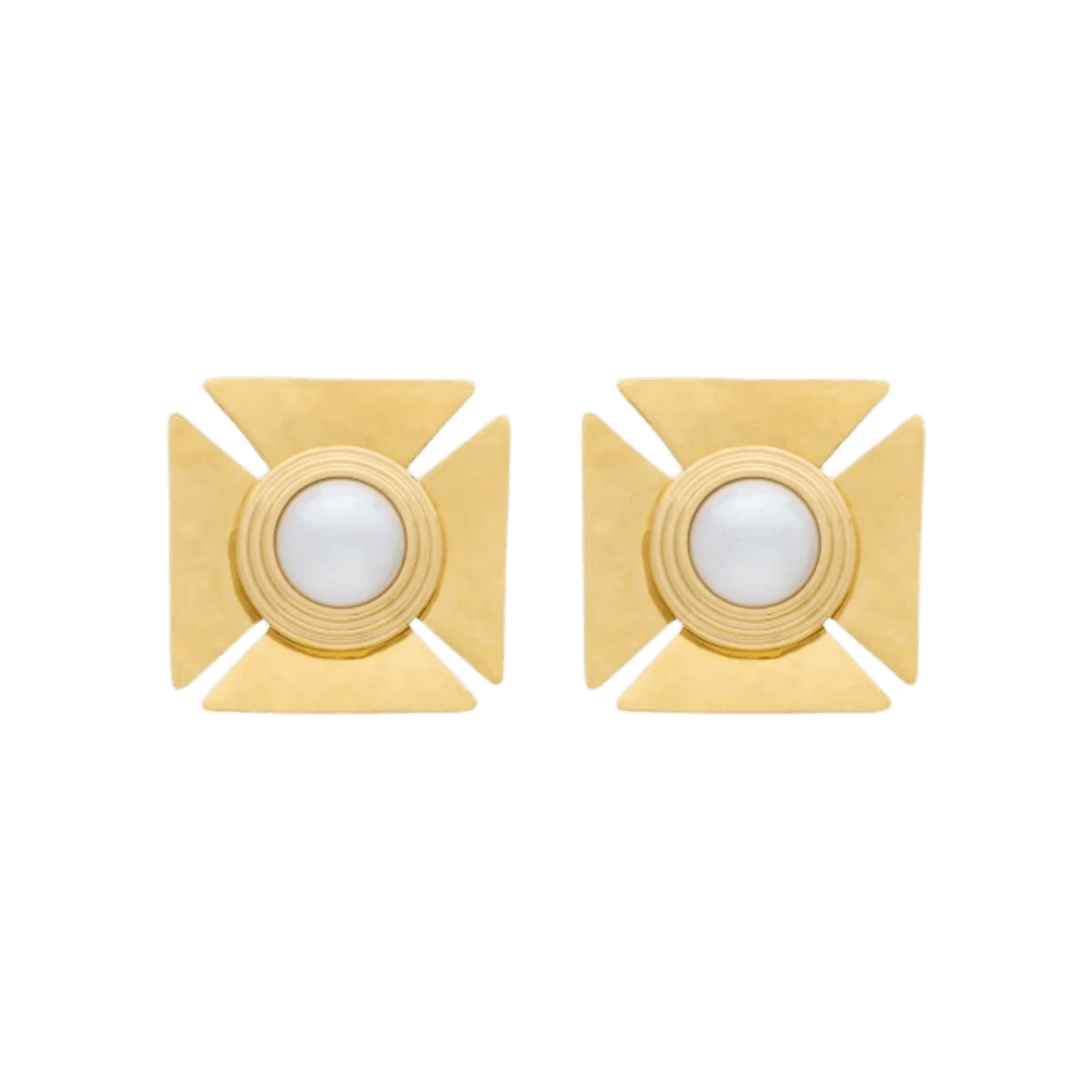 Saint Laurent Paris oc11z1225 Size: OS / Pearly Square Earrings in Metal in Gold Size ONE SIZE - 1 Preview