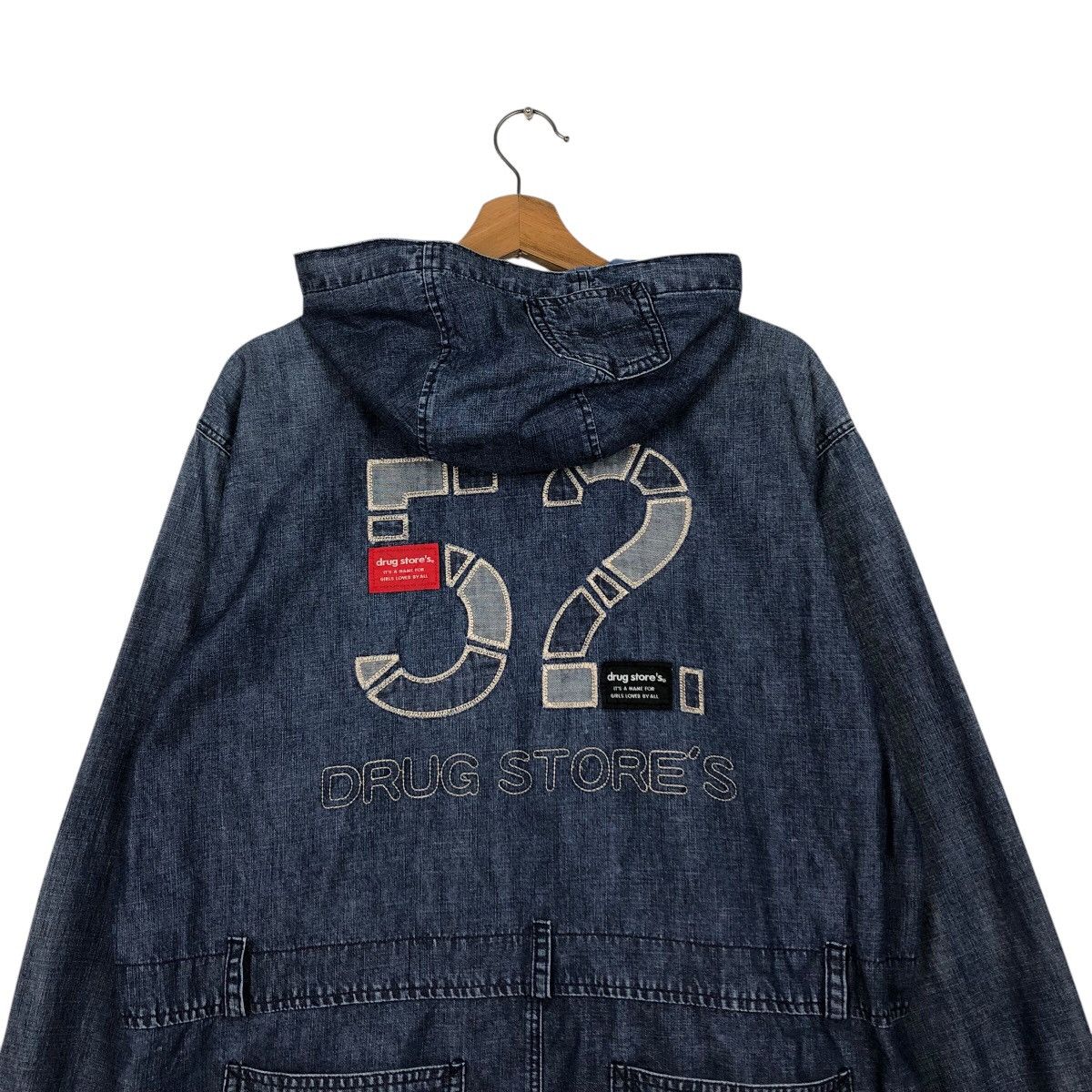 Japanese Brand 📌Vintage Biker Denim Jacket Drug Store's Big Logo Design Size US M / EU 48-50 / 2 - 10 Thumbnail
