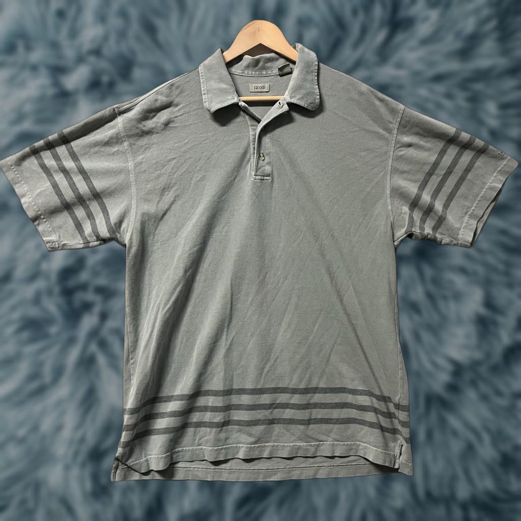 Izod Mens IZOD Polo Shirt Large Striped Cotton Polyester Size US L / EU 52-54 / 3 - 1 Thumbnail