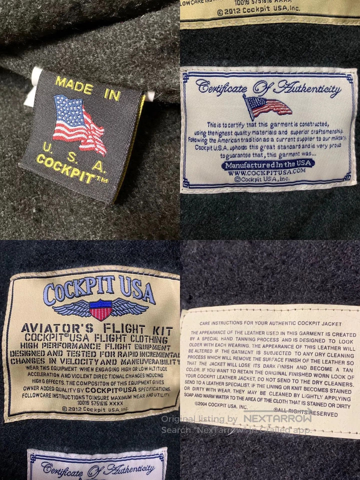 Cockpit USA black leather jacket with quilted lining. Size US L / EU 52-54 / 3 - 9 Thumbnail