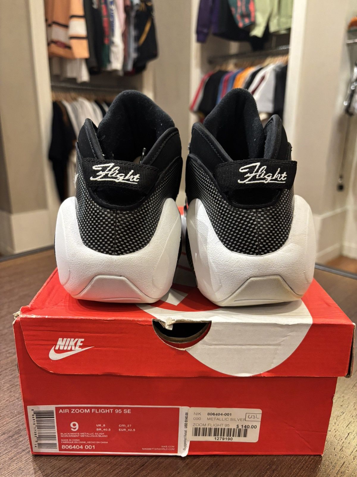 Nike Nike Air Zoom Flight 95 Black Metallic Silver Size US 9 / EU 42 - 4 Thumbnail