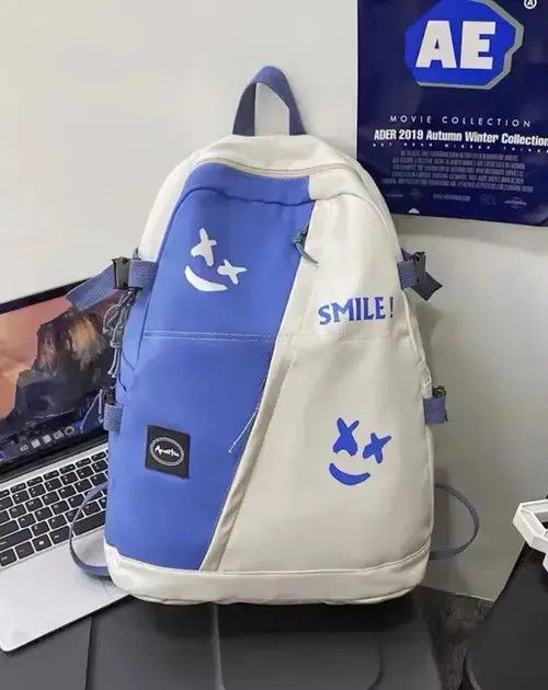 Japanese Brand Fashion punk colorblock smile backpack aesthetic Size ONE SIZE - 3 Thumbnail