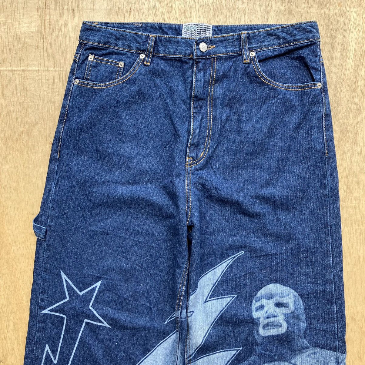 Designer YOUTH BATH WIDE WRESTLER WASH DENIM Size US 35 - 2 Thumbnail
