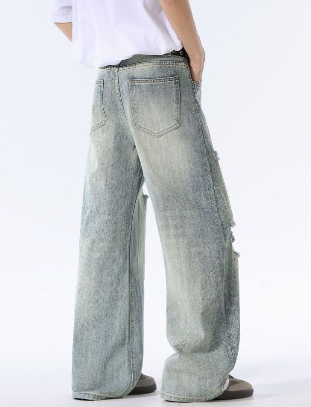 Vintage American-style high-street men's wide-leg ripped baggy jeans Size US 32 / EU 48 - 5 Thumbnail