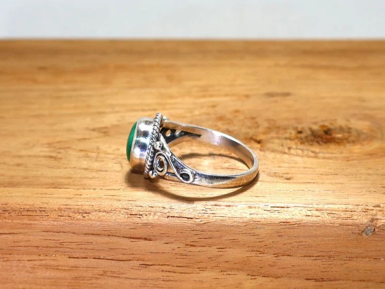 Handmade Malachite Ring: Handmade Sterling Silver Bohemian Jewelry Size ONE SIZE - 5 Thumbnail