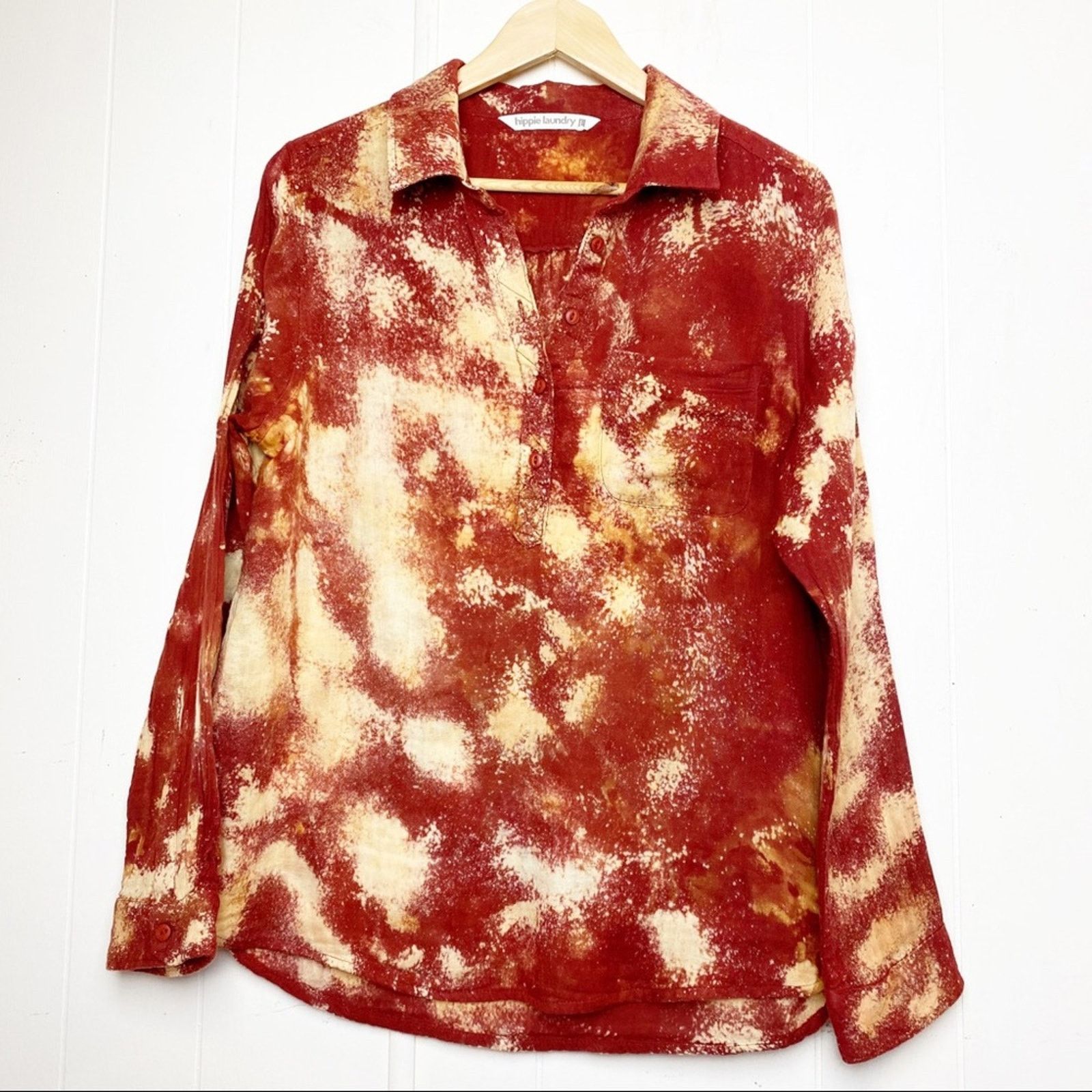 Other Hippie Laundry Bleach Tie Dyed Popover Tunic Size L / US 10 / IT 46 - 1 Thumbnail