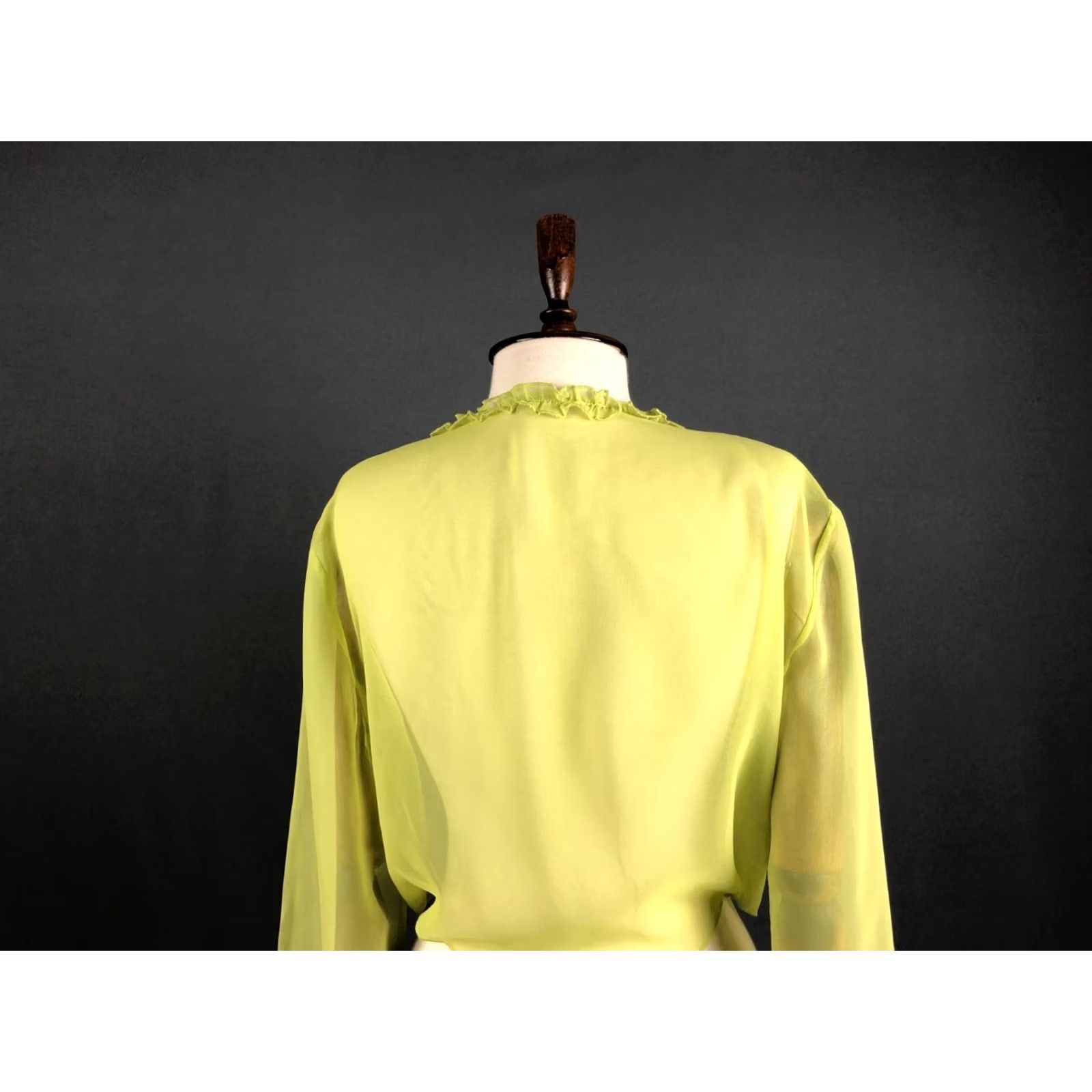 Vintage Bottega Blouse Tie 3/4 Sleeve Viscose Green Women Dressy Debut Tie Bolero Top Size ONE SIZE - 5 Thumbnail