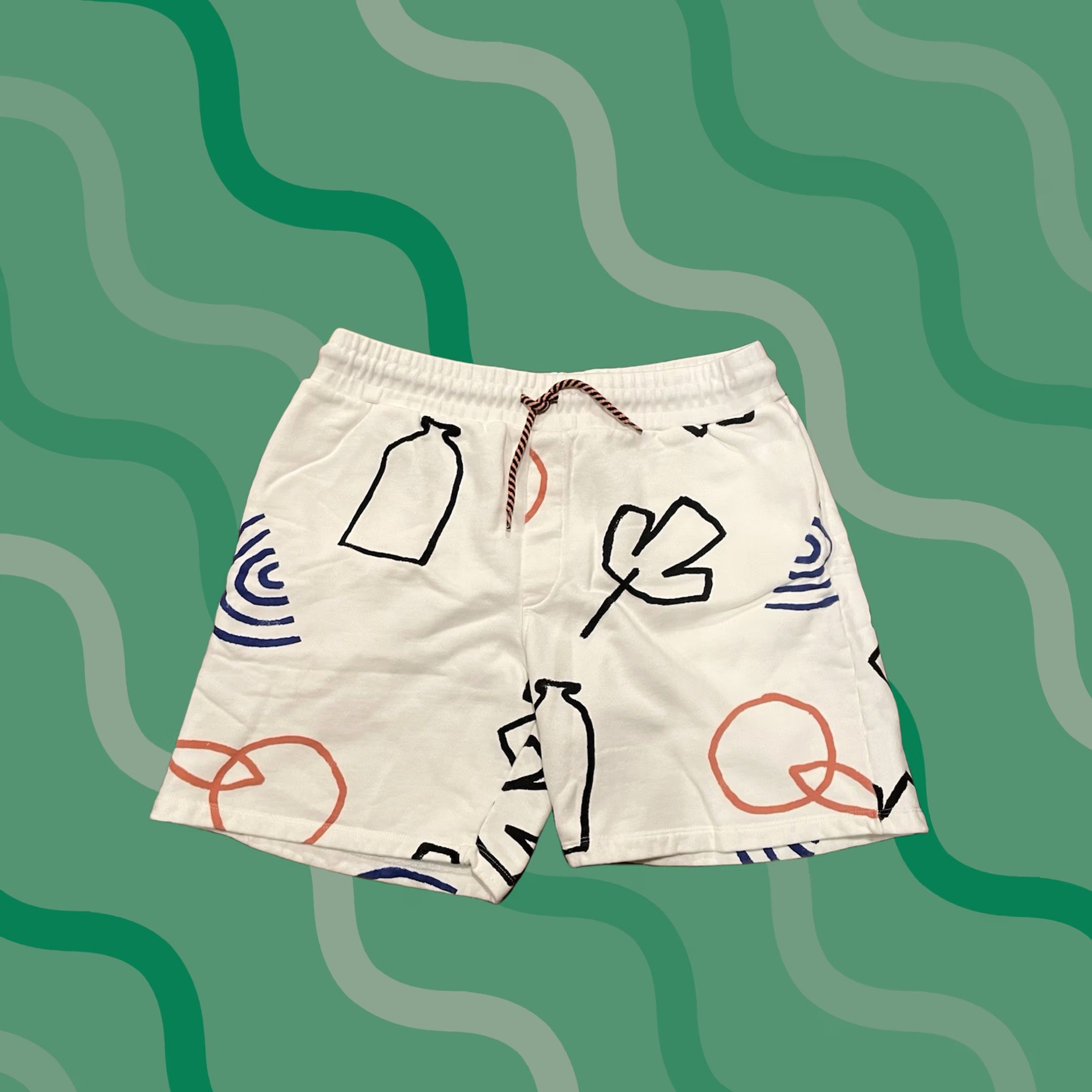Zara Zara Sweat Graphic Shorts XL Men Multicolor Pockets Drawstring Elastic Waist Casual Size US 36 / EU 52 - 1 Thumbnail