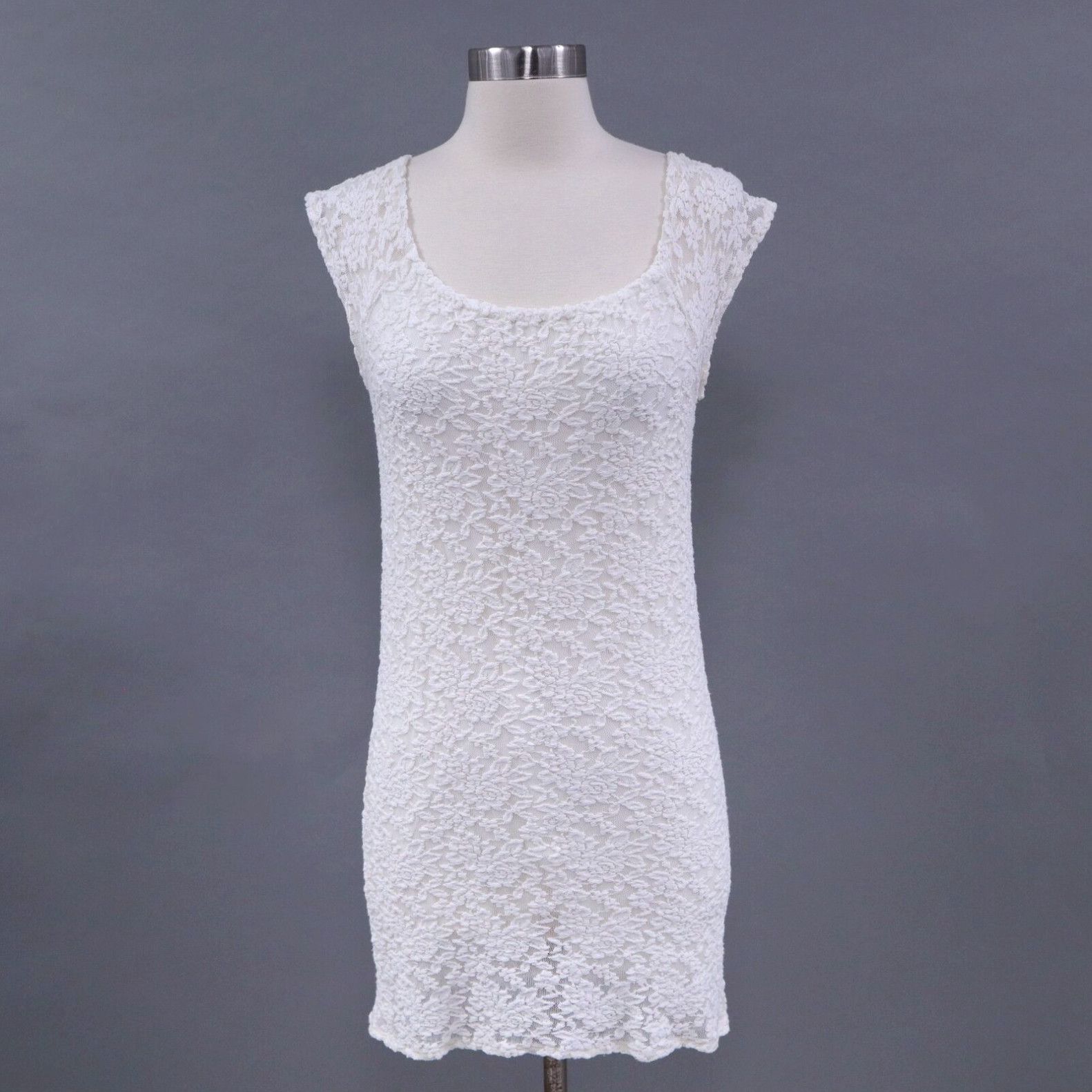 image of Vintage Jens Pirate Booty Mini Dress Lace Womens S Small Ivory White Short Sleeve Bridal