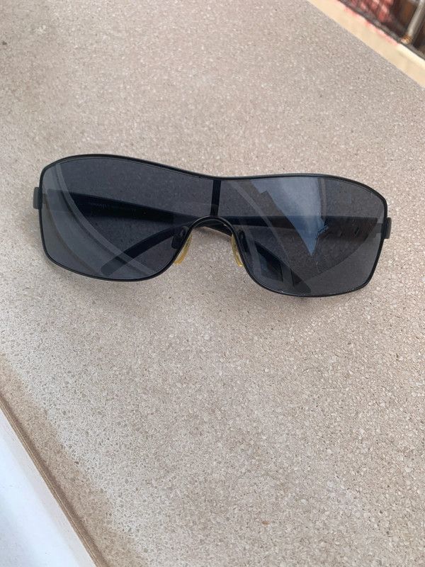 image of Chanel Sunglasses Shield Mask Rhinestone Sport Rimless Ma043 in Black, Women's