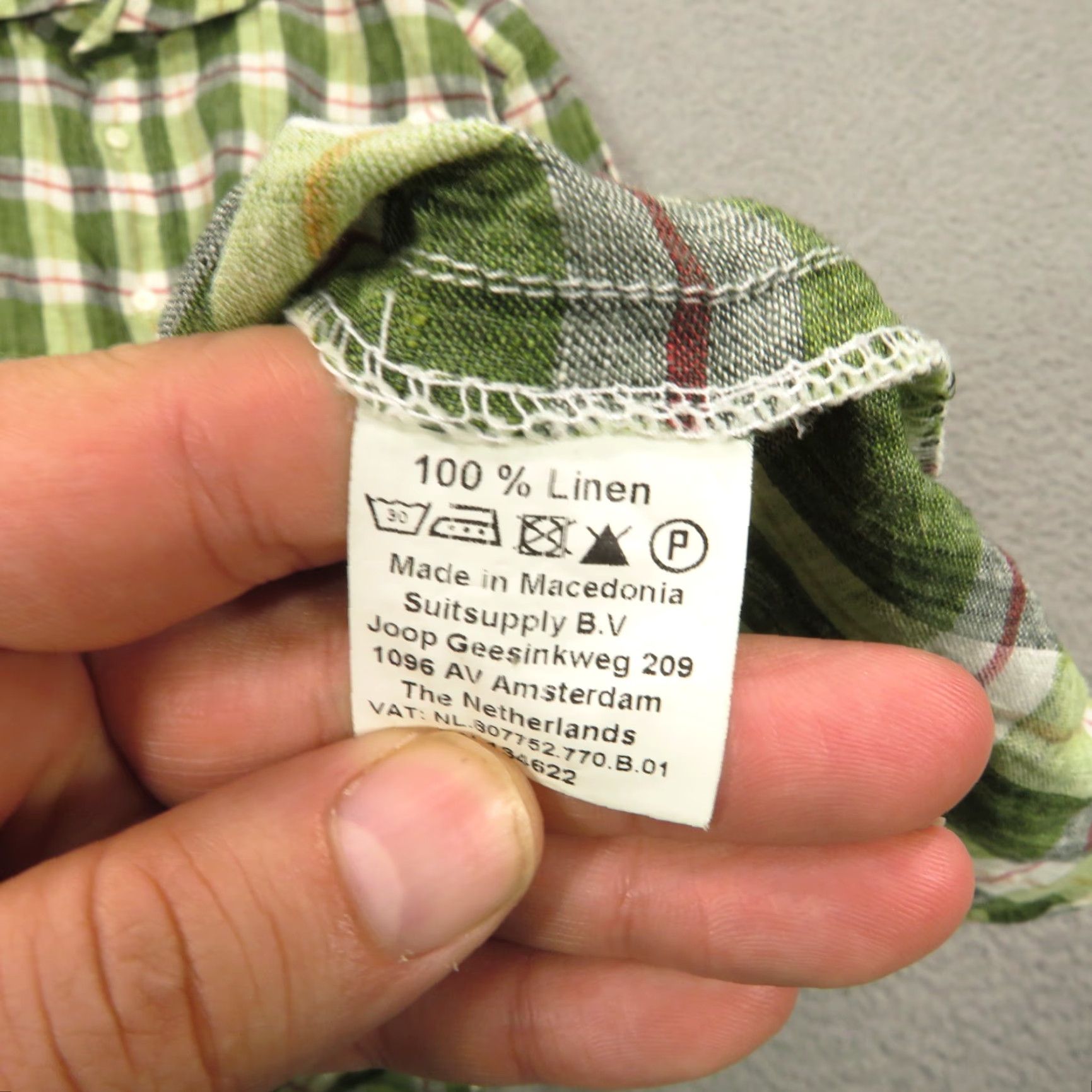 Suitsupply SuitSupply Shirt Mens 46 Regular 17.5 Green Linen Button Size US XXL / EU 58 / 5 - 7 Thumbnail