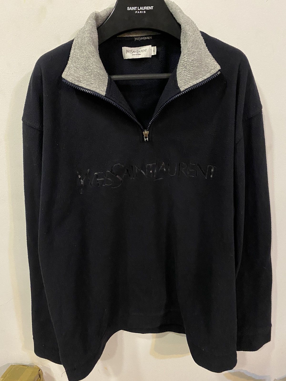 Yves Saint Laurent Fleece YSL Sweatshirt 1/4 Zip Big Logo YSL Sweater Polar Size US XL / EU 56 / 4 - 5 Thumbnail